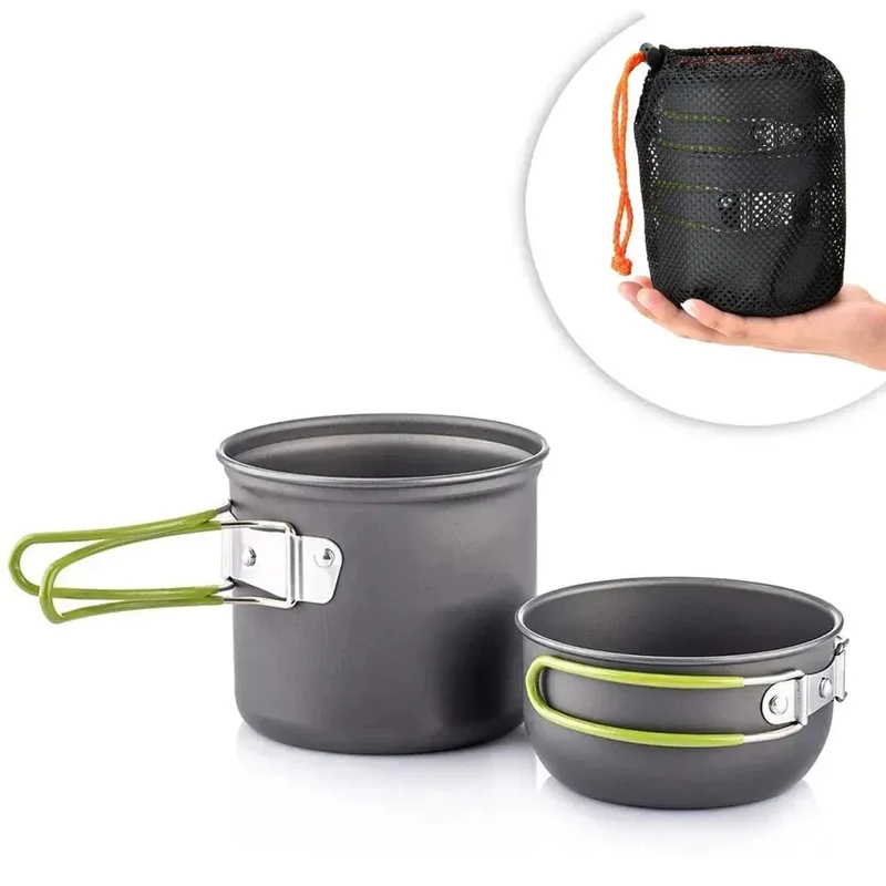 Camping Cooking Mess Kit - 초경량 캠핑 냄비 세트: 캠핑 조리기구