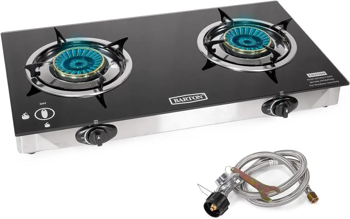 Camping Cooking Top - 2구 프로판 가스 스토브, 25,516 BTU