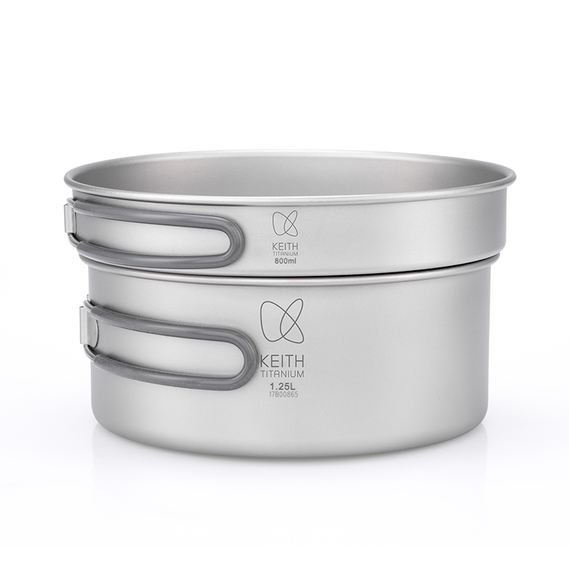 Camping Cooking Utensil Set - KEITH 순수 티타늄 2피스 조리기구 세트(800ml+1250ml),