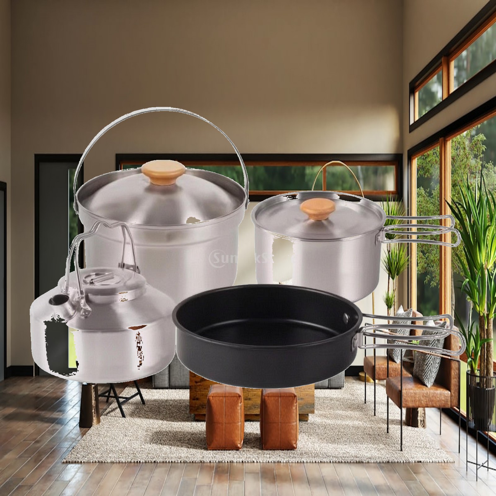 4피스 스테인리스 스틸 캠핑 조리기구 세트, 접이식 휴 - Camping Cooking Mess Kit 리뷰 및 가격