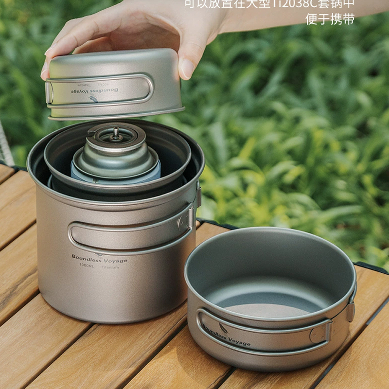 순수 티타늄 접이식 끓이기용 냄비+ 프라이팬 세트, 초 - Camping Cooking Pot Set 리뷰 및 가격